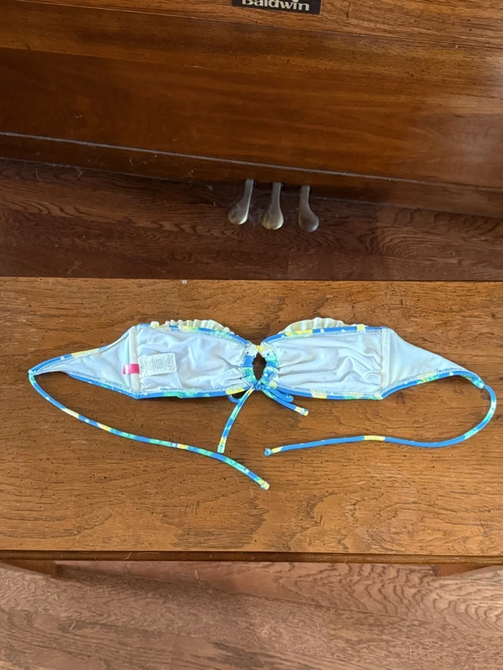OP Women’s Strawberry Print Blue/Yellow Bandeau Bikini Top size M(7-9)